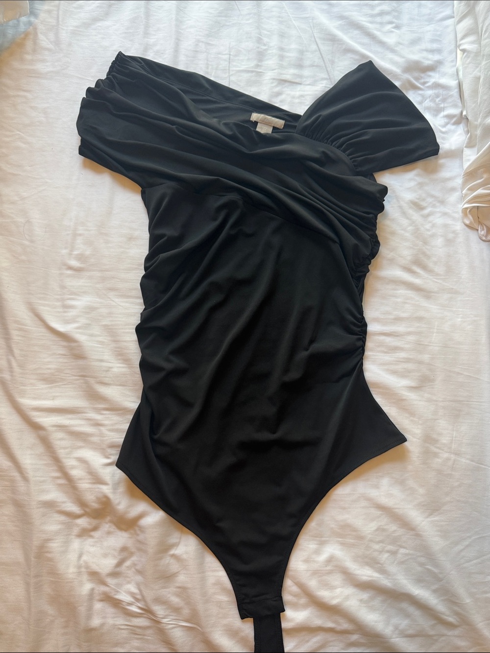 H&M Black Off-Shoulder Ruched Women's Bodysuit